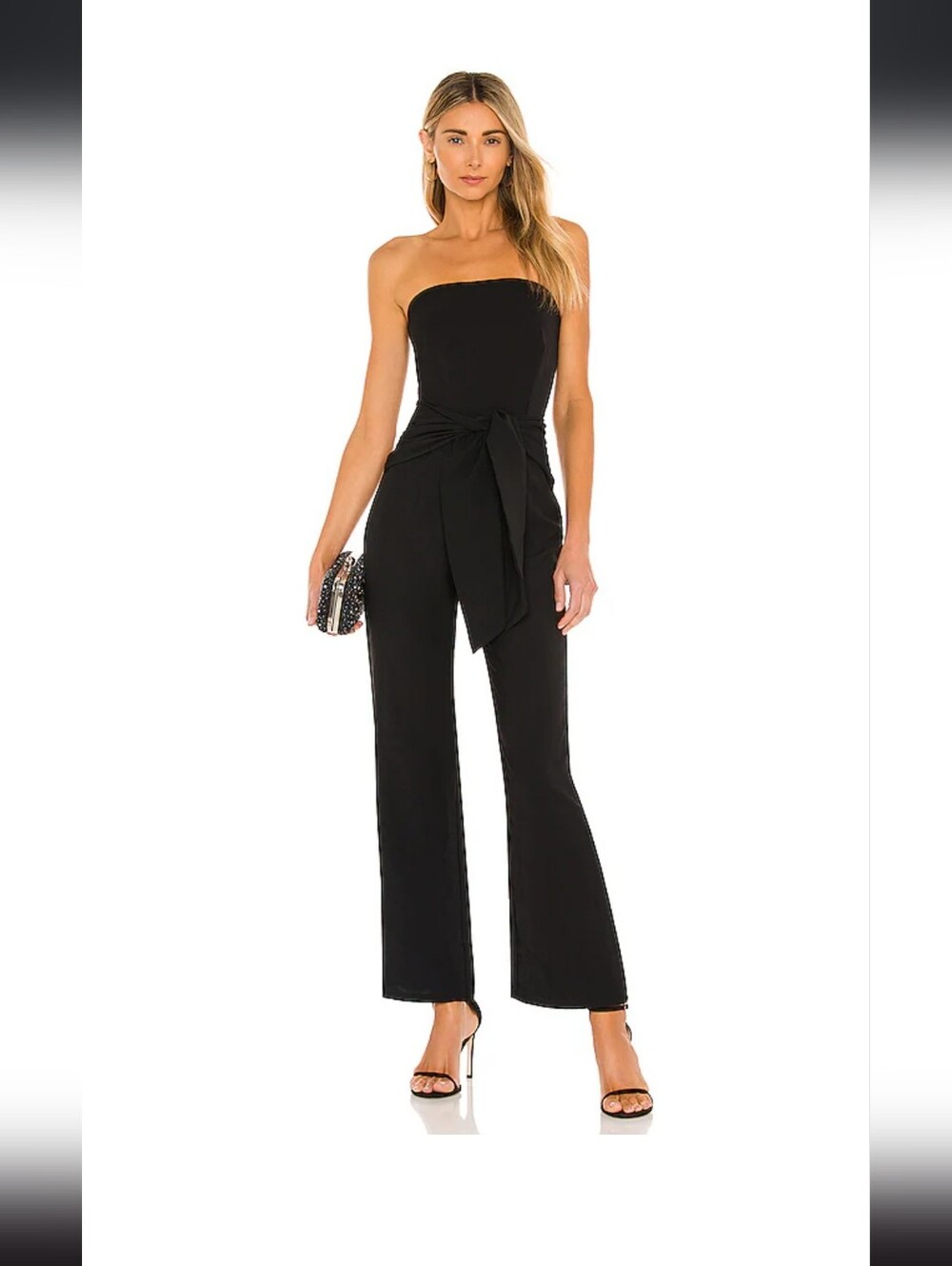 Superdown Jordan Tie Waist Jumpsuit in Black Women's Size Medium